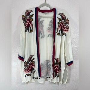 Anthropologie Elevenses Paradiso Floral Embroidered Kimono Jacket Women’s OS